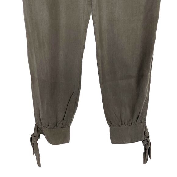 Amadi Tori Jogger Pants Olive Green Tencel Ankle Tie Womens M - Picture 9 of 10